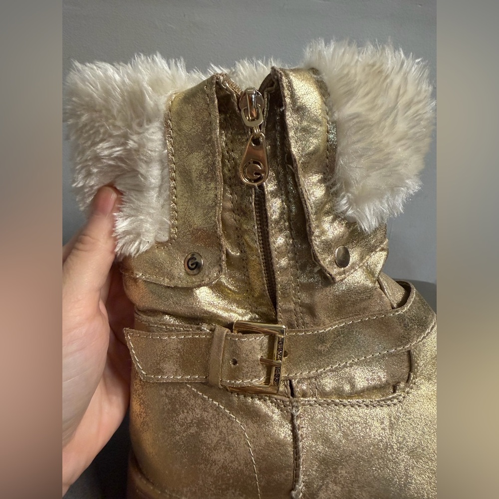 G by Guess Metallic Gold Faux-Fur Winter Boots - Picture 5 of 6
